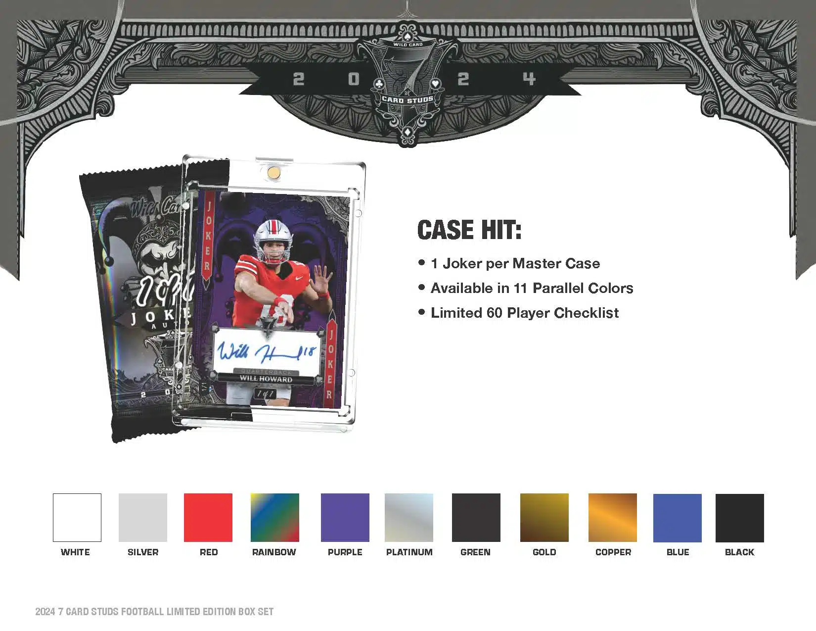 2024 Wild Card 7 Card Studs Metal High Stakes Edition Football Hobby Deck Box