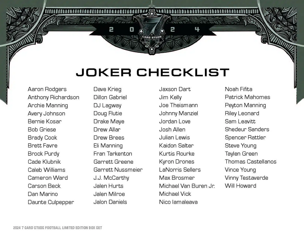 2024 Wild Card 7 Card Studs Metal High Stakes Edition Football Hobby Deck Box