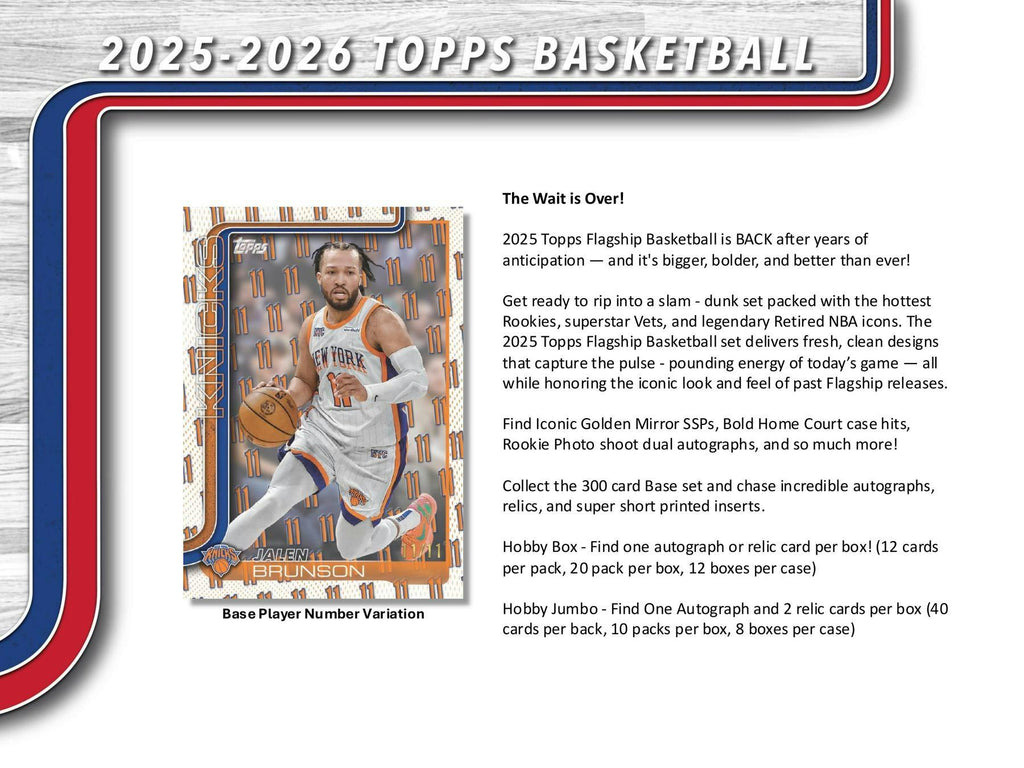 2025-26 Topps Basketball Jumbo Hobby 8-Box Case (10/23)