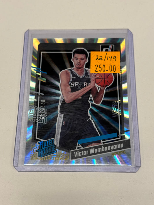 2023-24 Donruss Basketball Rated Rookie Victor Wembanyama 22/149 #220 Silver Holo Lazer