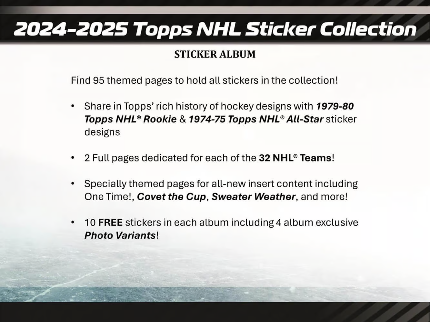 2024-25 Topps NHL Sticker Packs Box (50 Packs)