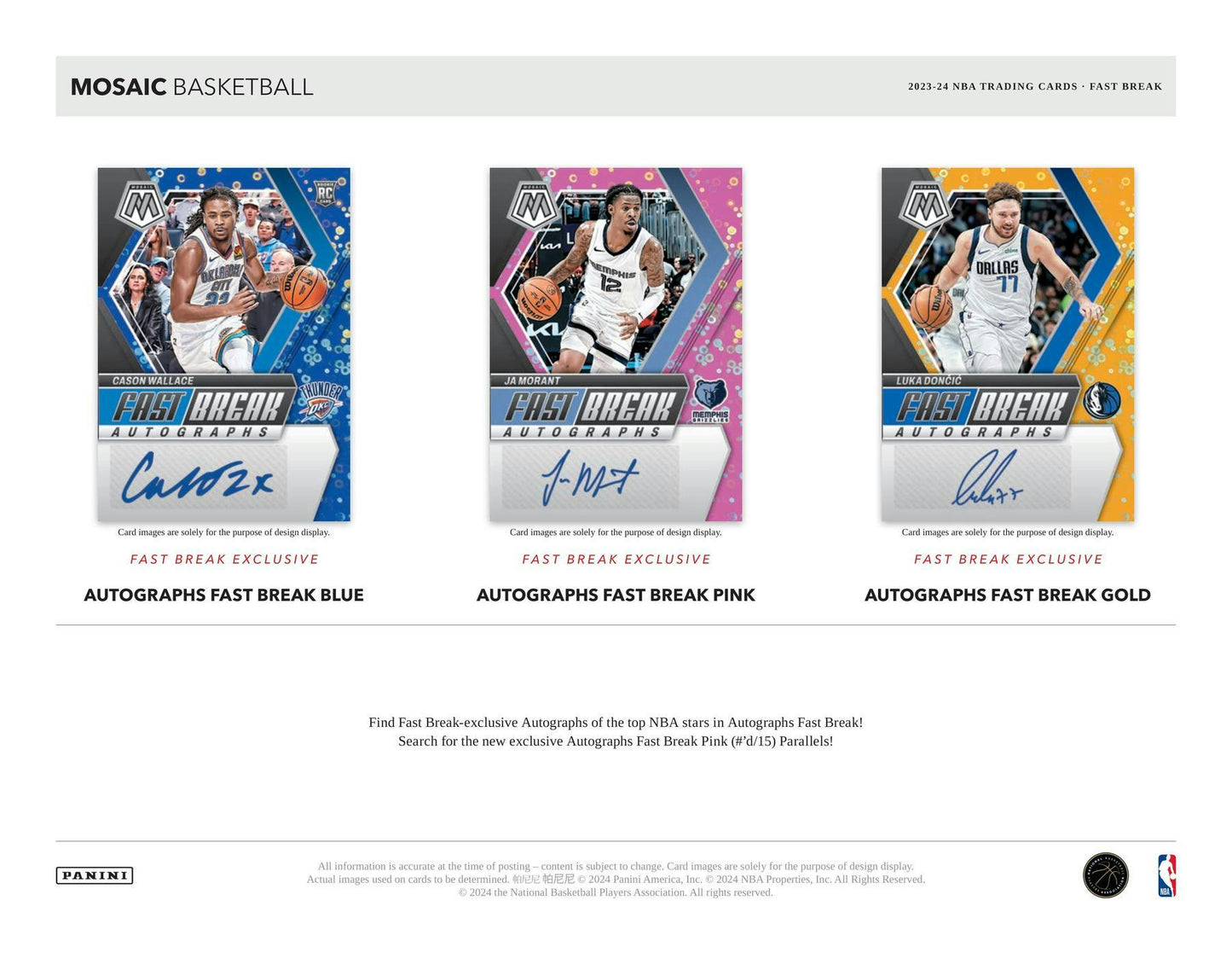 2023-24 Mosaic Basketball Fast Break, Hobby Pack