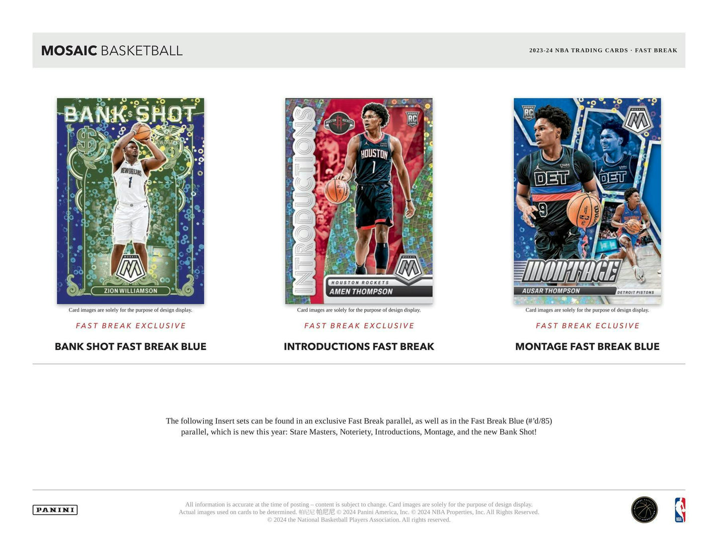 2023-24 Mosaic Basketball Fast Break, Hobby Pack