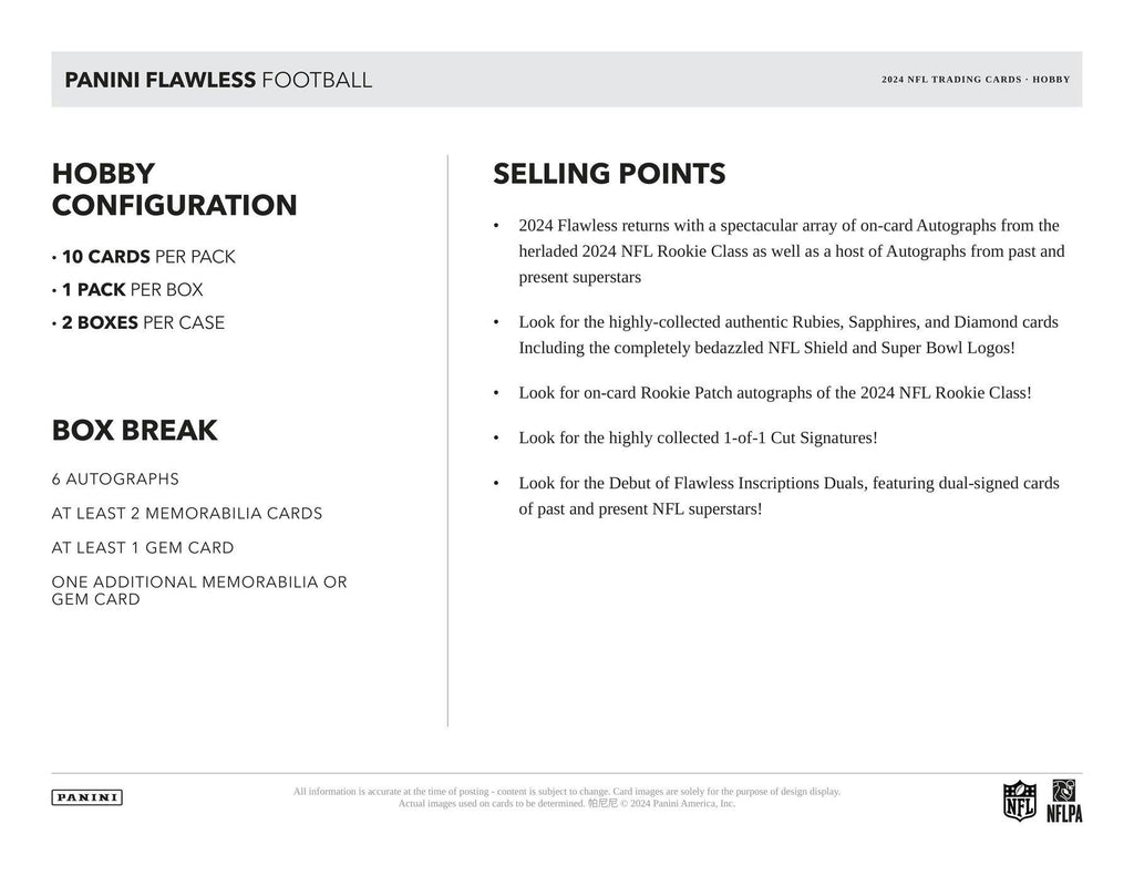 2024 Panini Flawless Football Hobby 2-Box Case