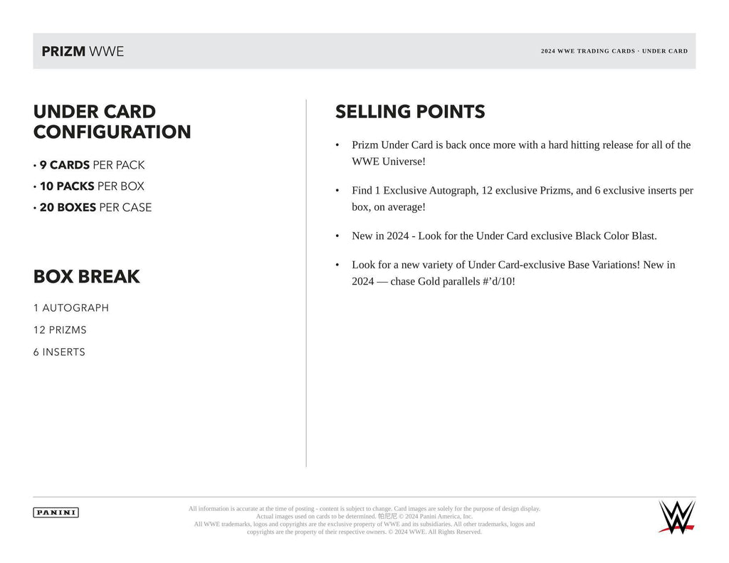 2024 Panini Prizm WWE Wrestling Under Card Hobby Box