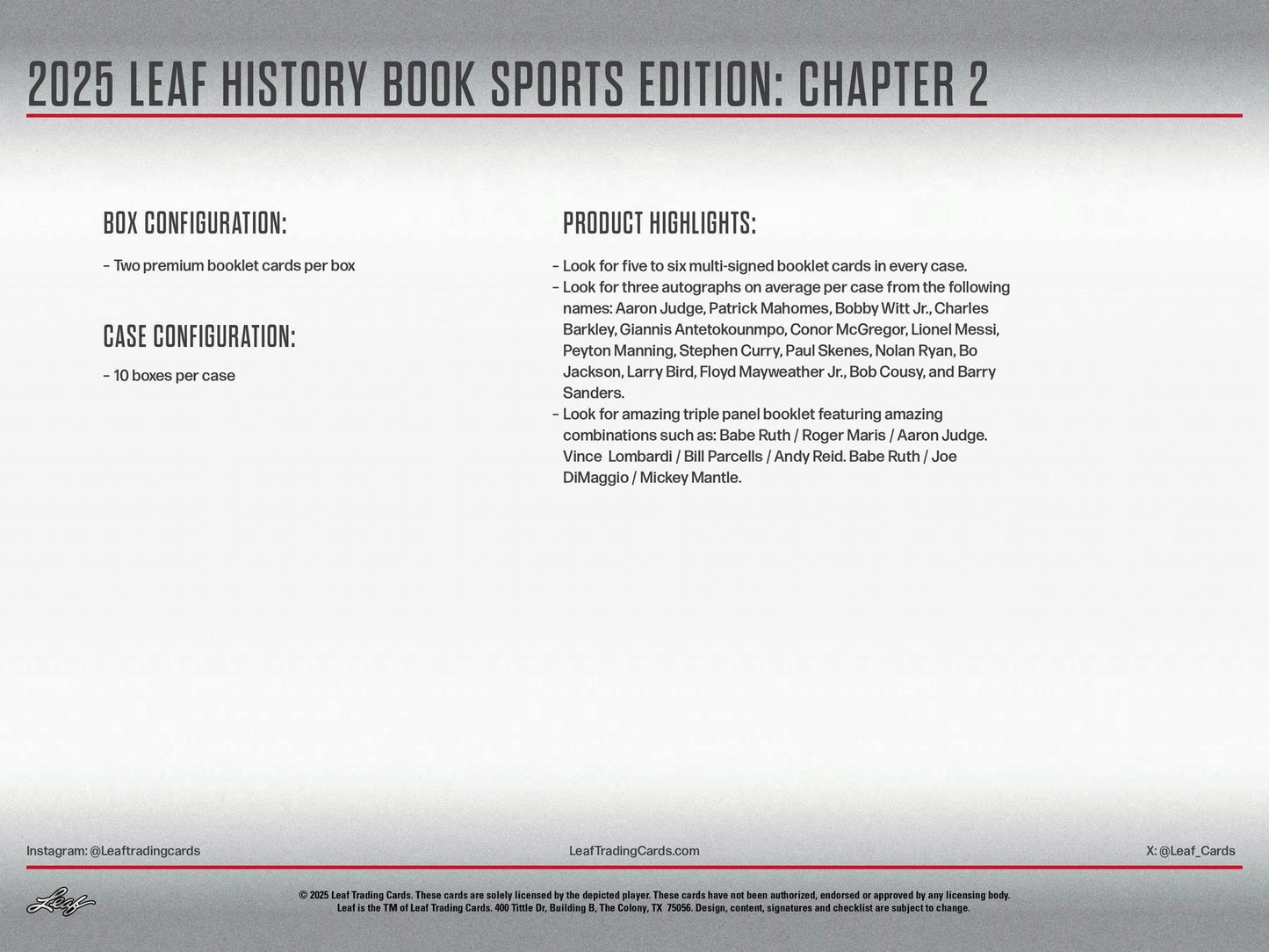 2025 Leaf History Book Sports Edition: Chapter 2 Hobby Box