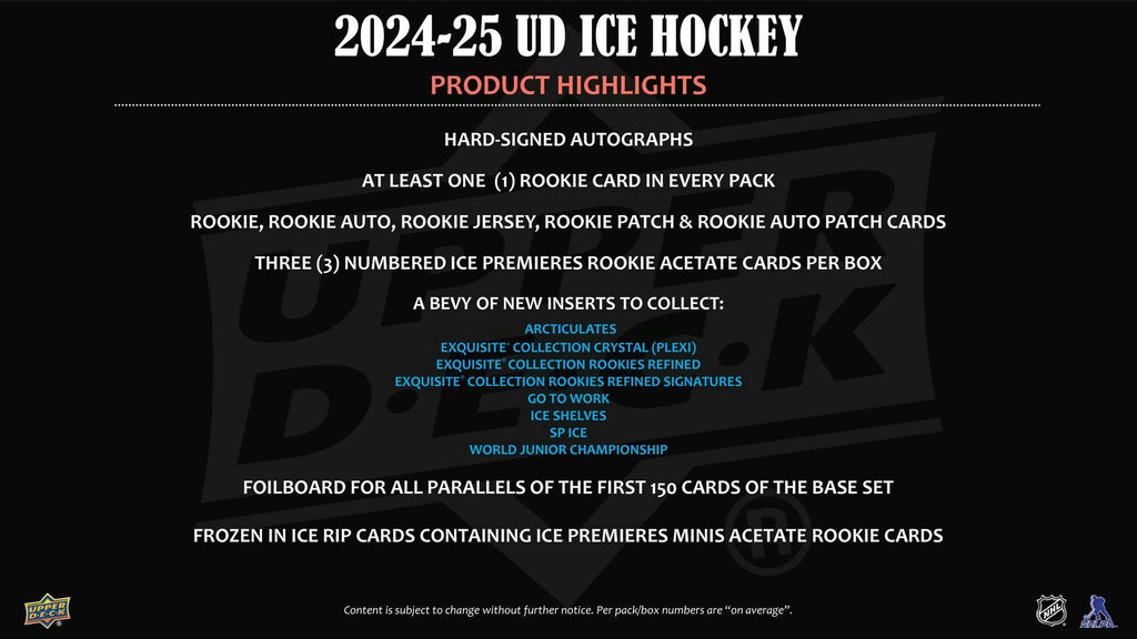 2024-25 Upper Deck Ice Hockey Hobby Box (6/11)