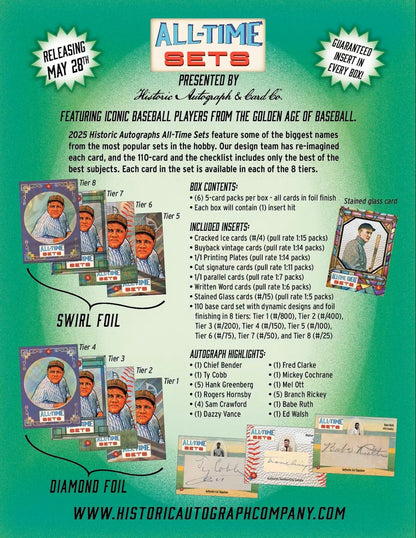 2025 Historic Autographs All-Time Sets Baseball Hobby Box