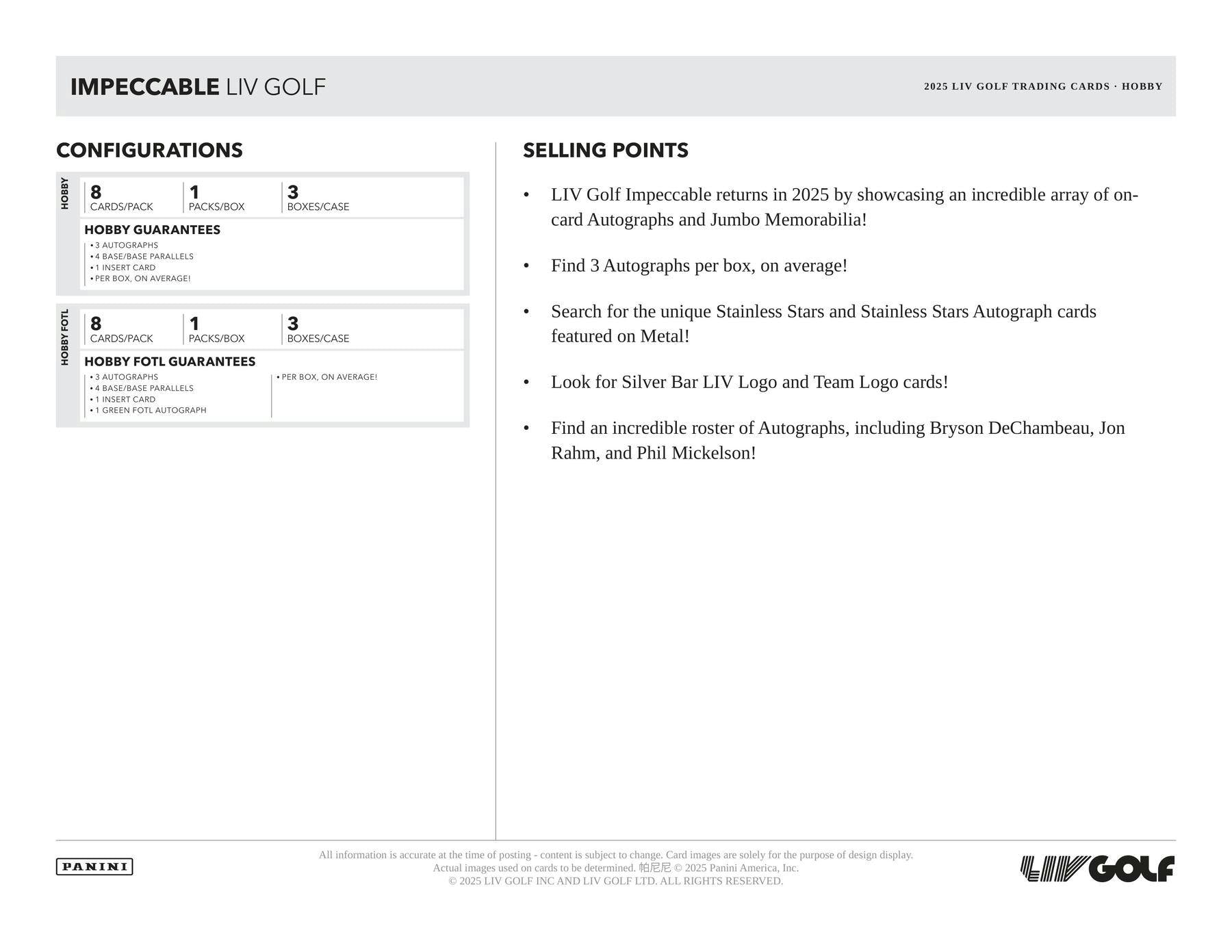 2025 Panini Impeccable LIV Golf Hobby 3-Box Case