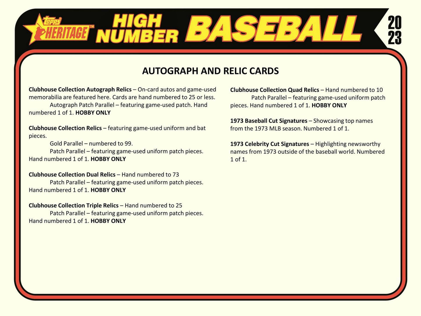 2023 Topps Heritage Baseball High Number, Hobby Box