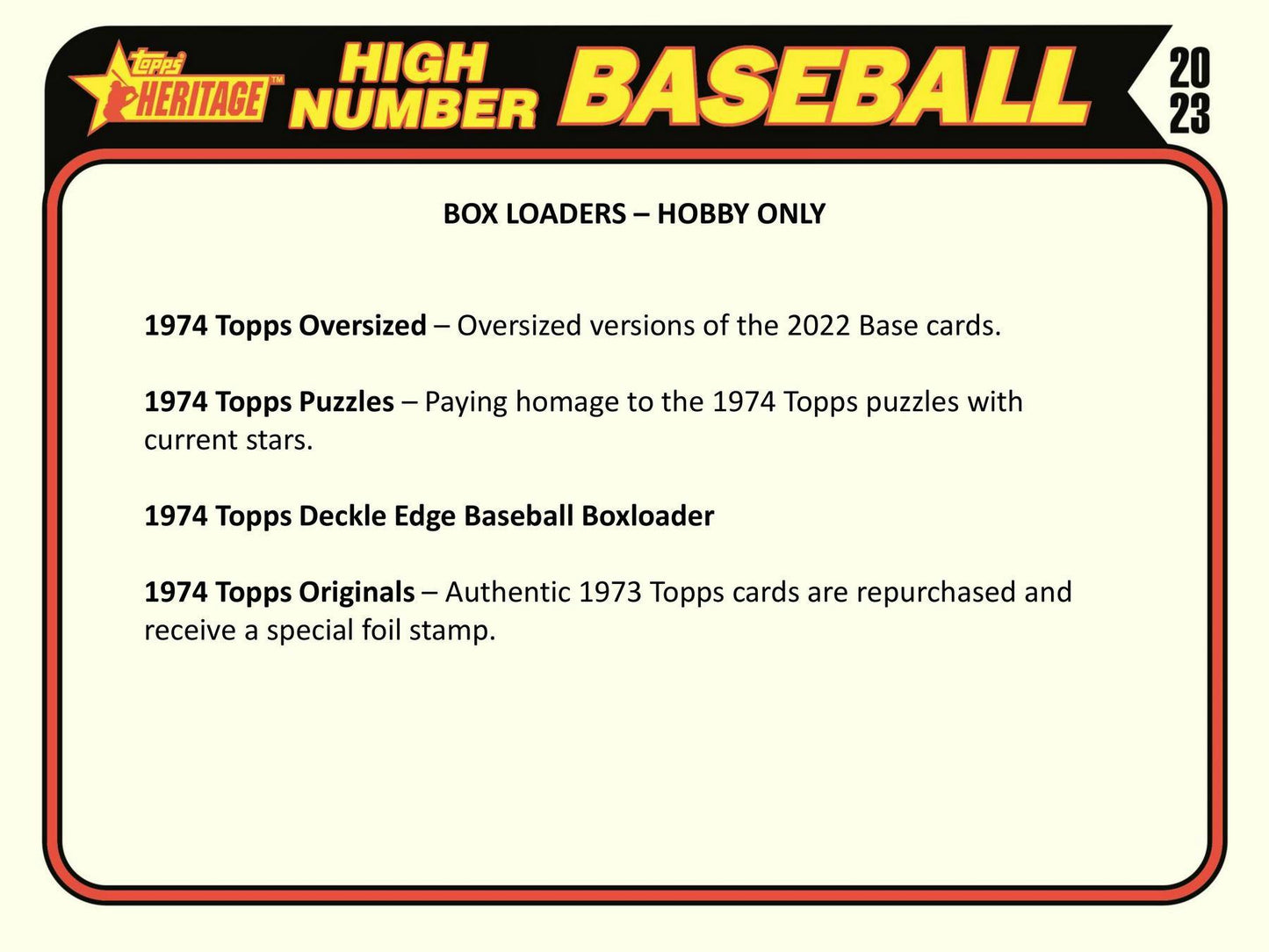 2023 Topps Heritage Baseball High Number, Hobby Box