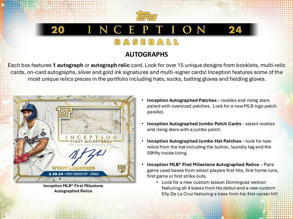 2024 Topps Inception Baseball Hobby Box (6/18)