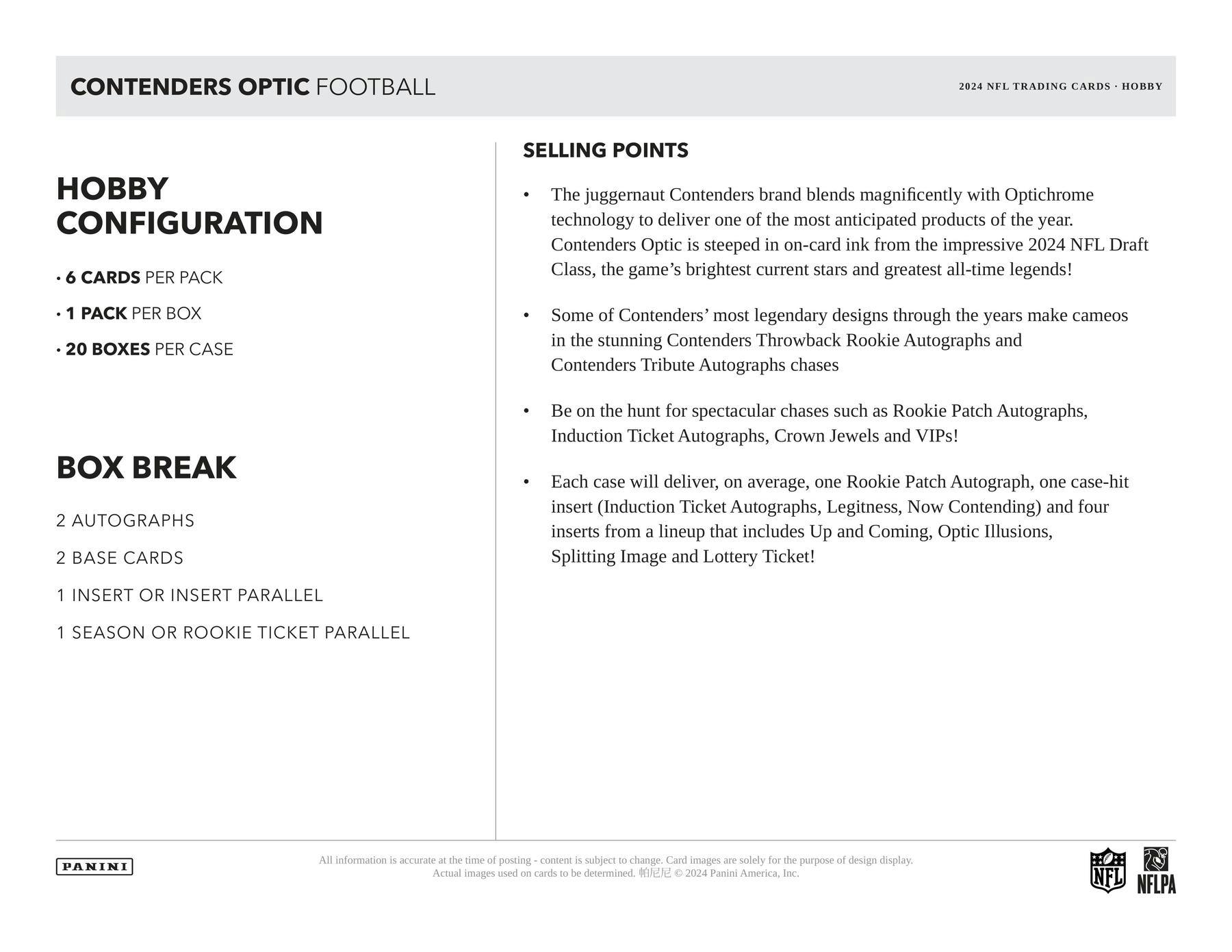 2024 Panini Contenders Optic Football Hobby Box