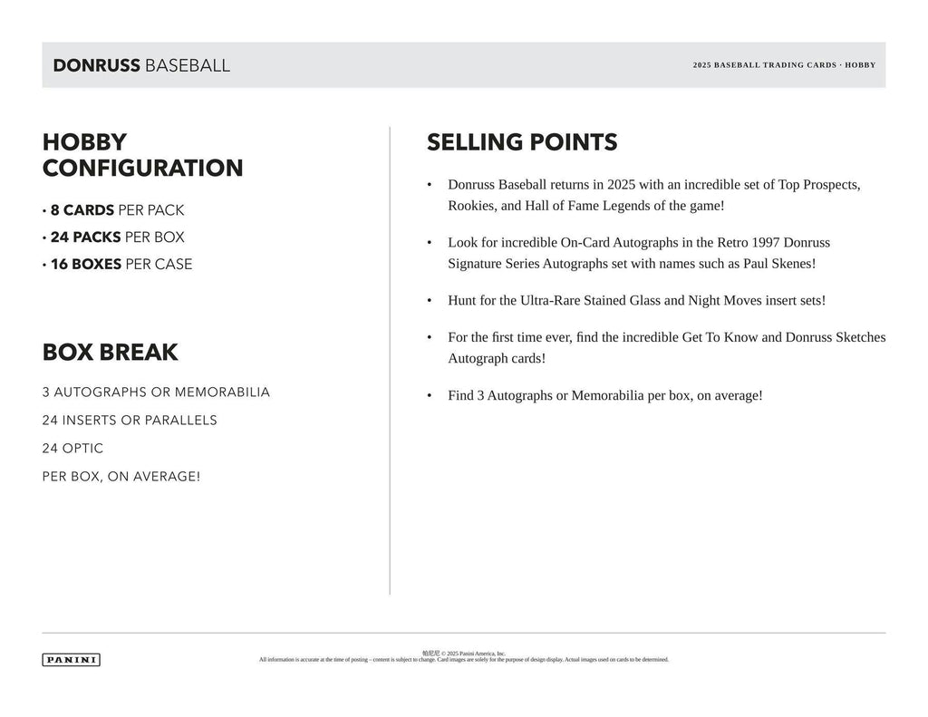 2025 Panini Donruss Baseball Hobby Box