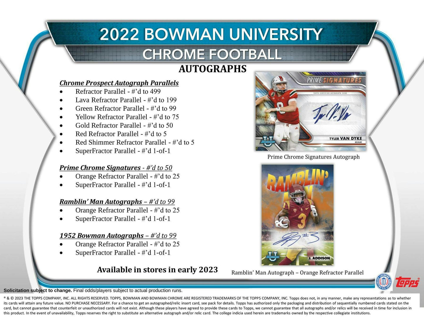 2022 Topps Bowman Chrome University Football 7-Pack Blaster Box (Pink Refractor!)