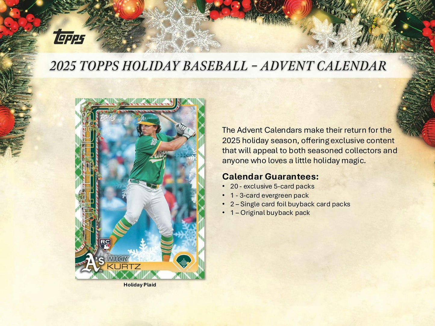 2025 Topps Holiday Baseball Advent Calendar 8-Box Case