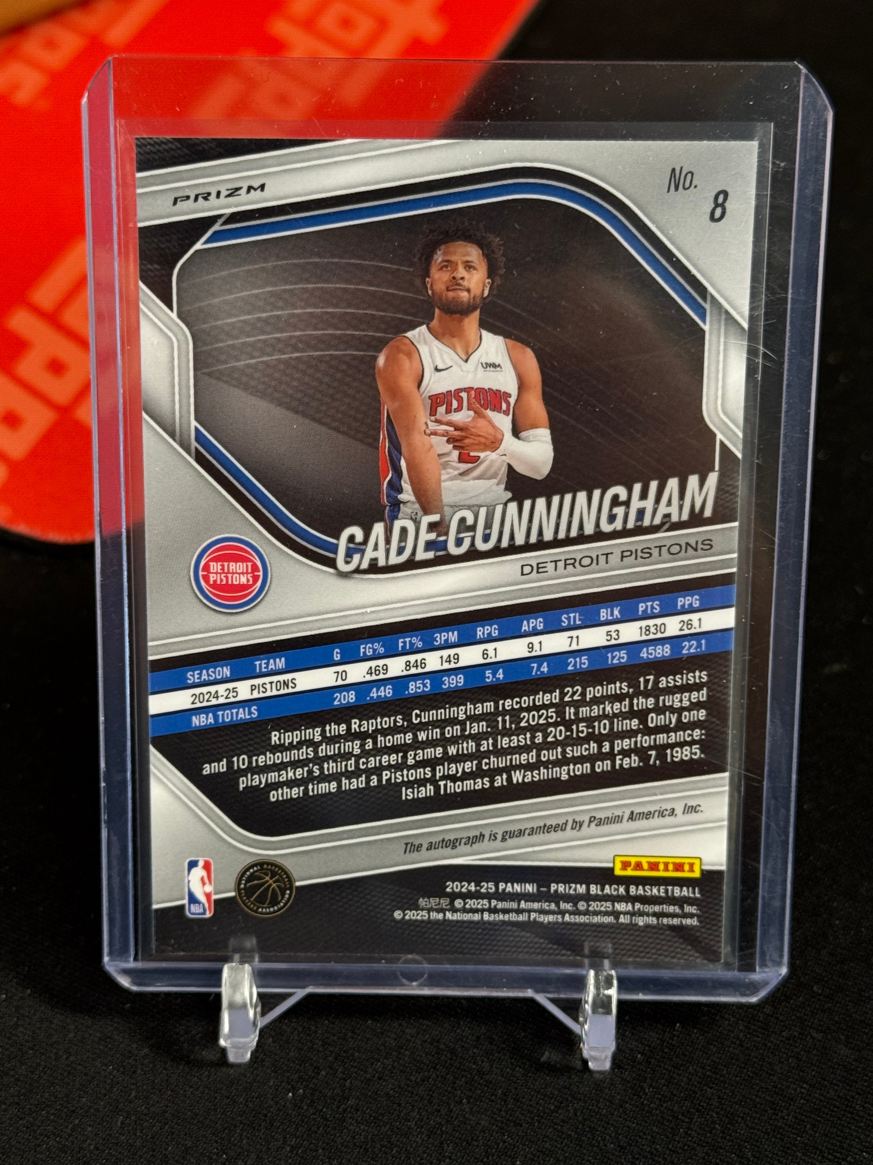2024 PANINI PRIZM BLACK #8 CADE CUNNINGHAM AUTOGRAPH SILVER PRIZM