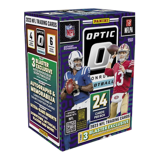 2023 Panini Donruss Optic Football, Hobby Blaster Box (Blue Scope Parallels)