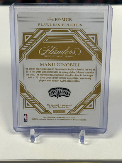 2022 PANINI FLAWLESS FLAWLESS FINISHES AUTOGRAPHS FFMGB MANU GINOBILI GOLD 7/10