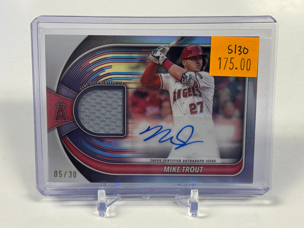 2025 BOWMAN CHROME CHROME AUTOGRAPH RELICS BCAR-MT MIKE TROUT 05/30