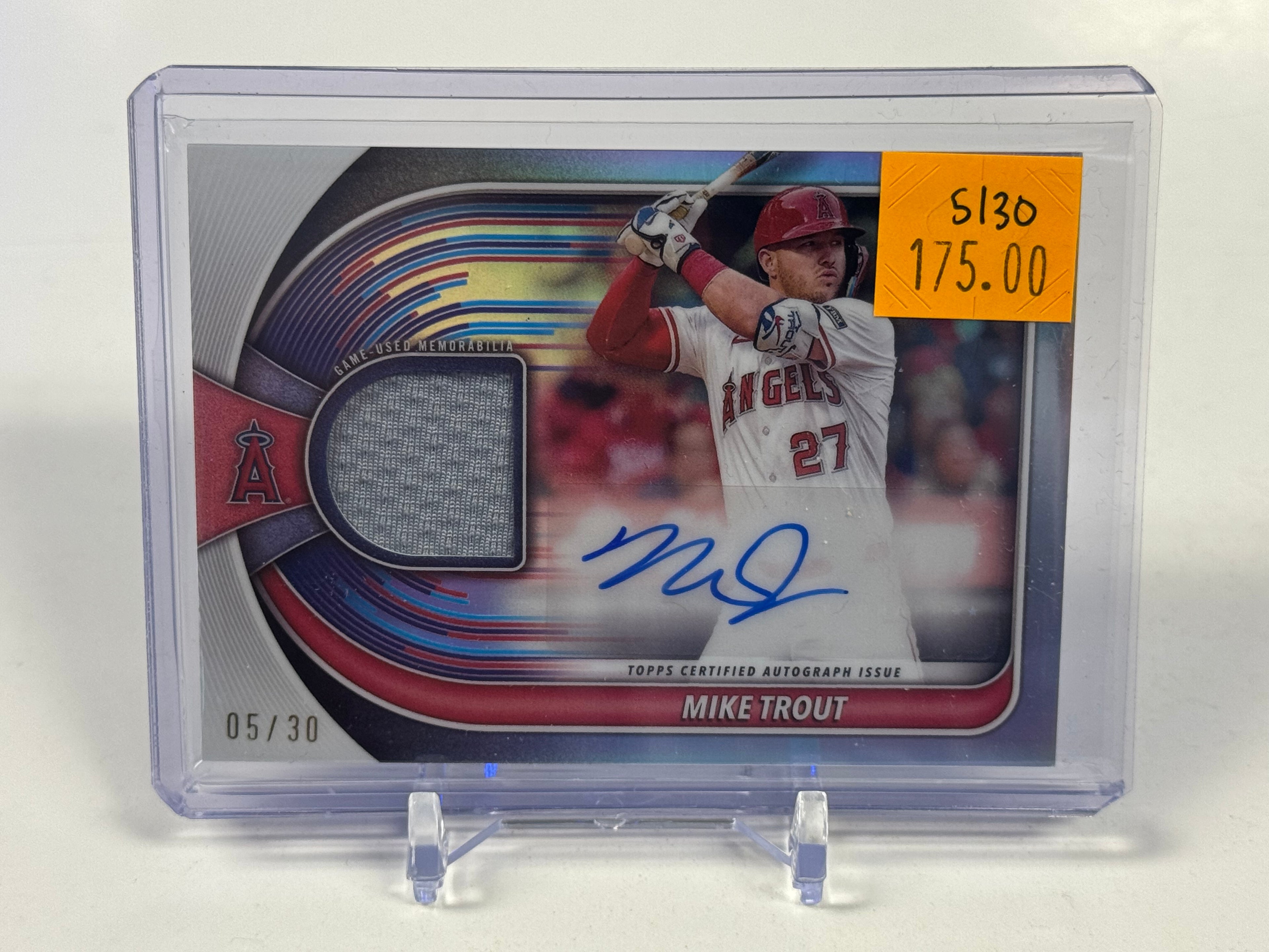 2025 BOWMAN CHROME CHROME AUTOGRAPH RELICS BCAR-MT MIKE TROUT 05/30