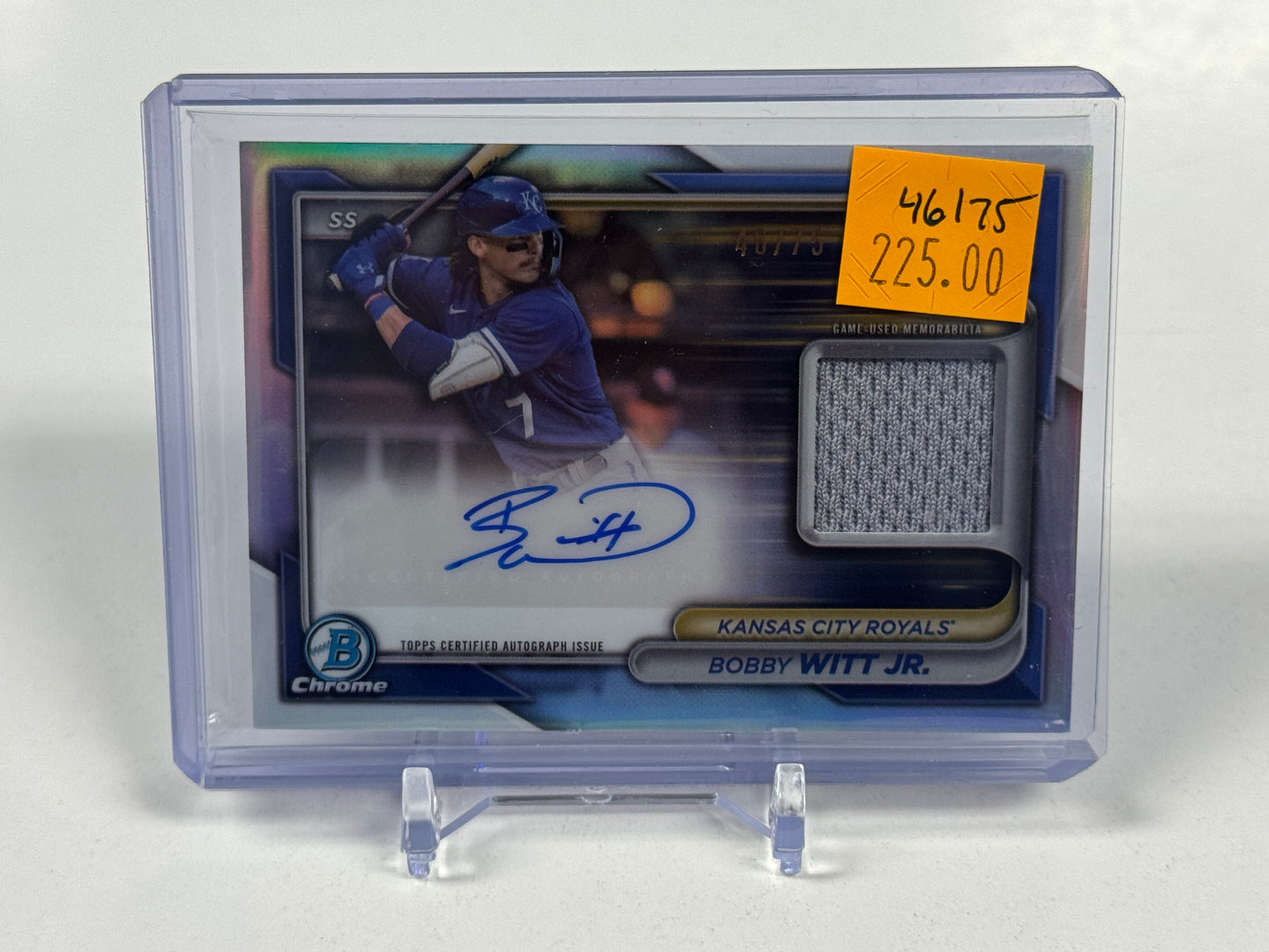 2024 BOWMAN CHROME CHROME AUTOGRAPH RELICS BW BOBBY WITT JR. 40/75