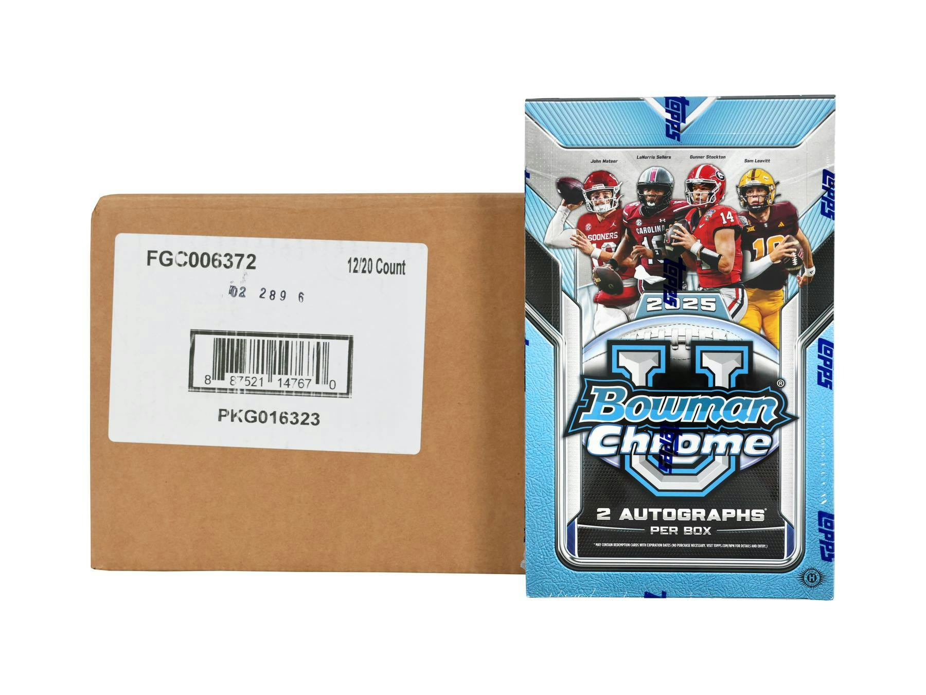 2025 Bowman University Chrome Football Hobby 12-Box Case (10/31)