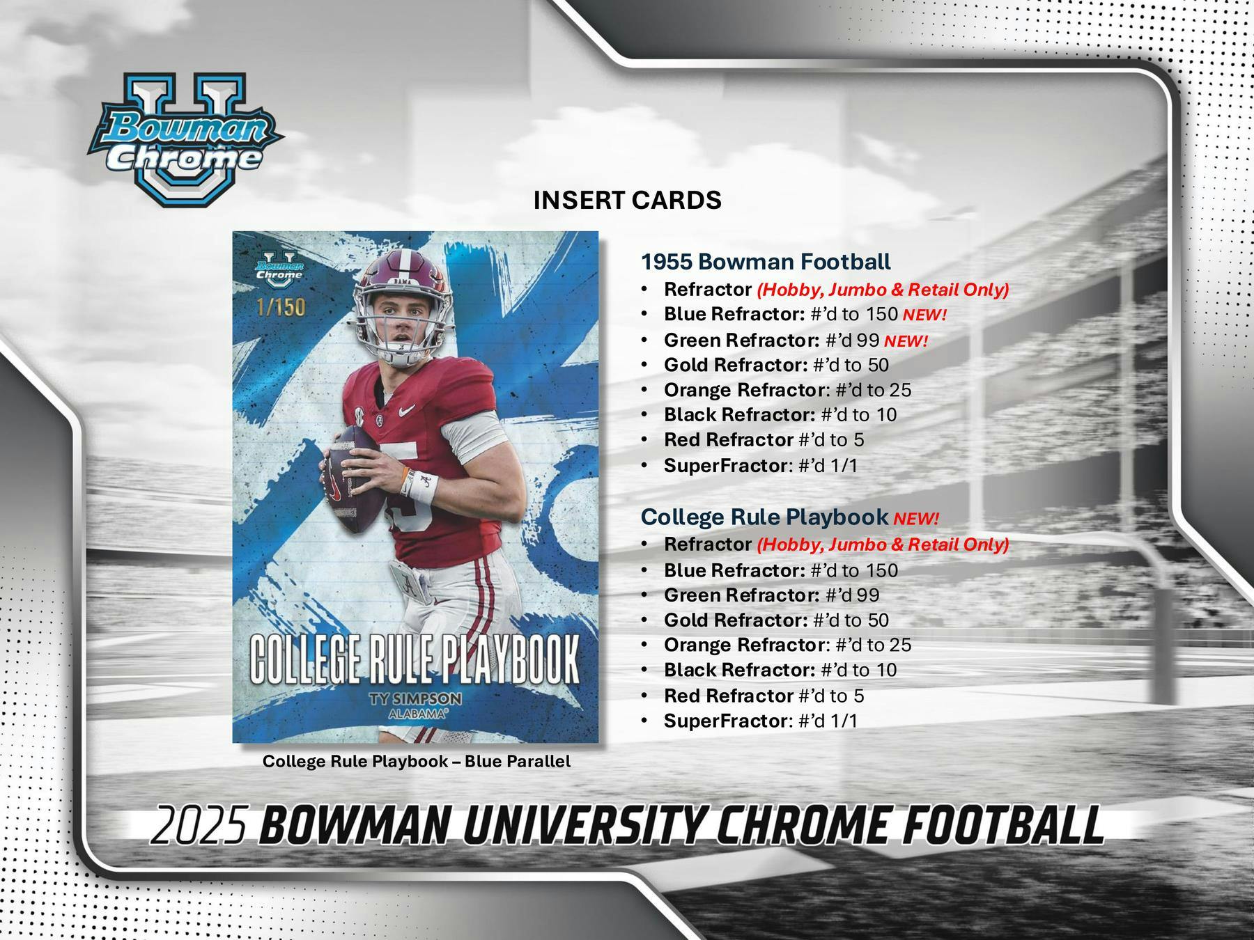 2025 Bowman University Chrome Football 7-Pack Blaster Box (10/31)