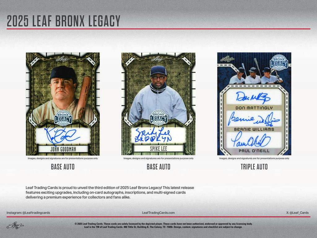 2025 Leaf Bronx Legacy Baseball Hobby 10-Box Case (10/29)