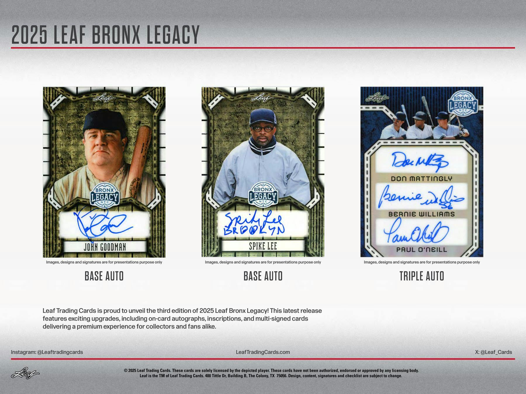 2025 Leaf Bronx Legacy Baseball Hobby 10-Box Case (10/29)
