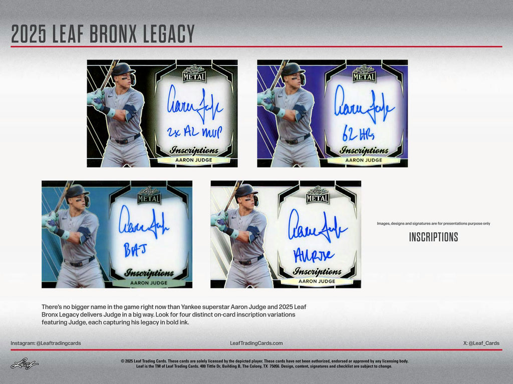2025 Leaf Bronx Legacy Baseball Hobby 10-Box Case (10/29)