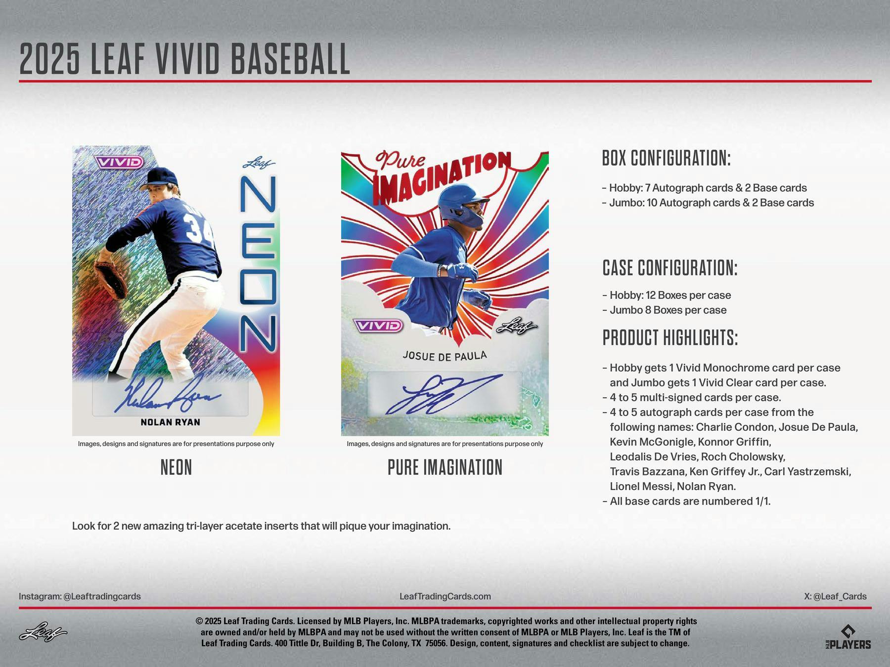 2025 Leaf Vivid Baseball Hobby Jumbo Box