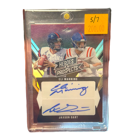 2024 Leaf Heroes & Prospects Eli Manning / Jaxson Dart Dual Autograph 5/7 SSP NY Giants