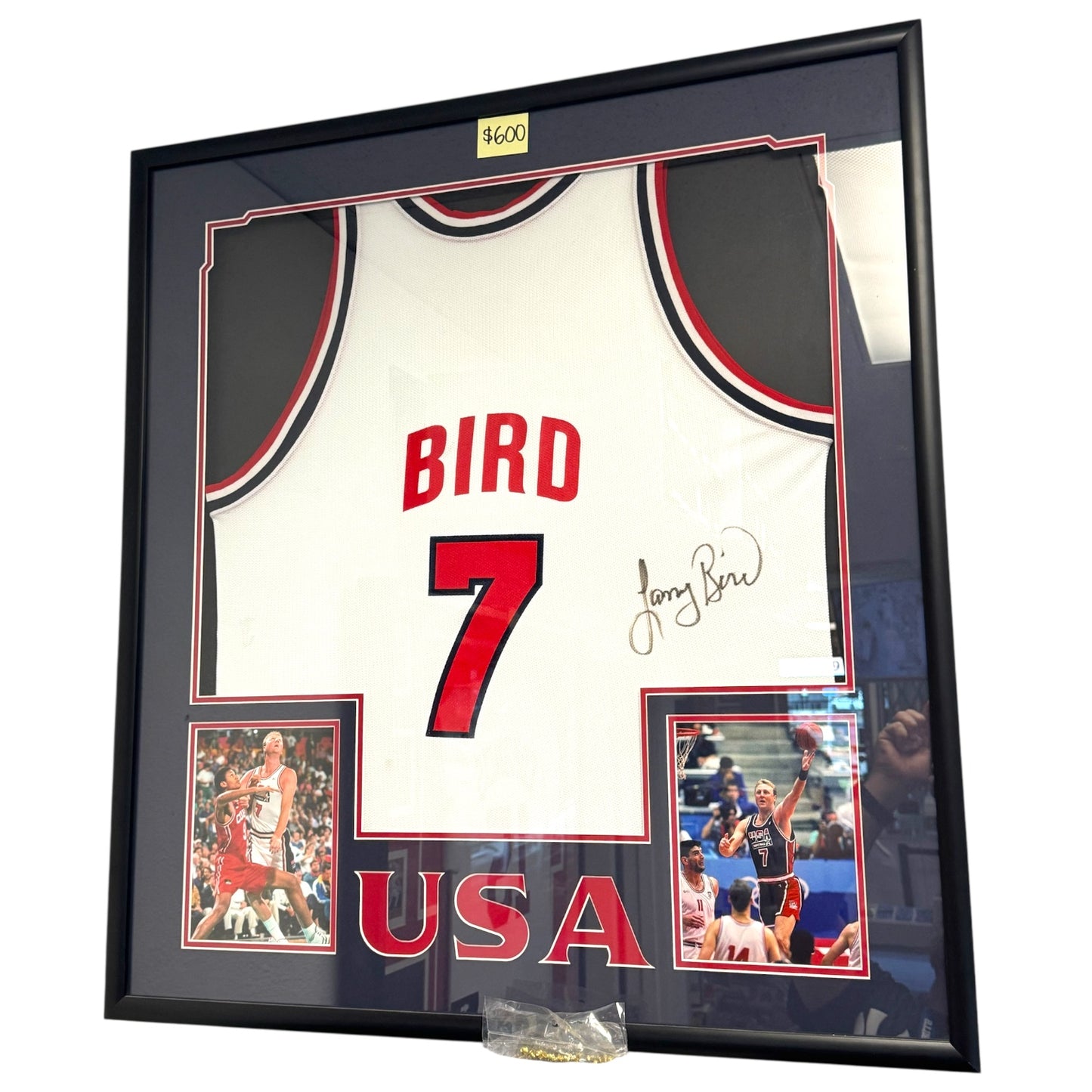 Larry Bird (Team USA #7) framed autographed jersey w/ COA