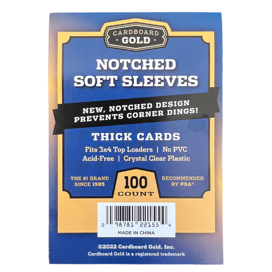 CBG Premium Easy Glide Notched Soft Sleeves for Thick Trading Cards, 100ct Pack