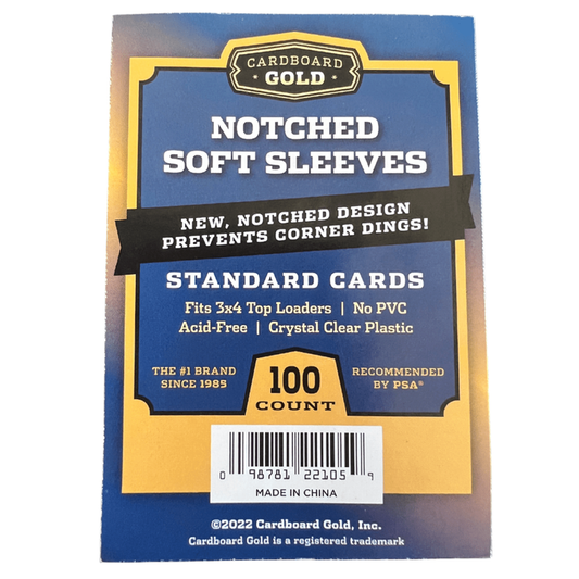 Premium Easy Glide Notched Trading Card Soft Sleeves (Fits Standard 3x4 Top Loaders), 100ct Pack