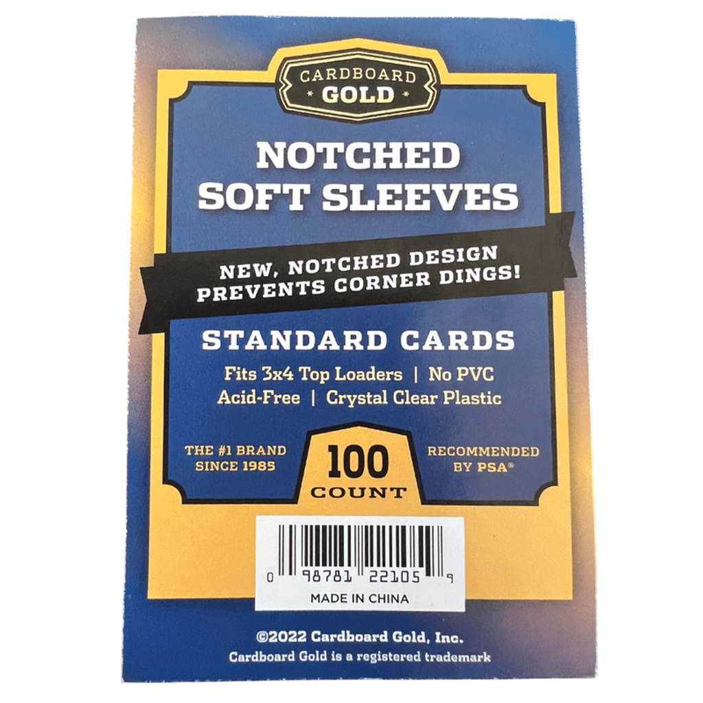 CBG Premium Easy Glide Notched Trading Card Soft Sleeves (Fits Standard 3x4 Top Loaders), 100ct Pack