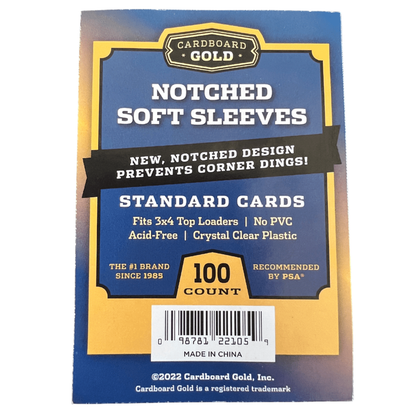 CBG Premium Easy Glide Notched Trading Card Soft Sleeves (Fits Standard 3x4 Top Loaders), 100ct Pack