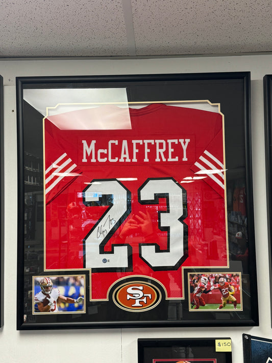 Christian McCaffrey (SF 49ers) framed autographed jersey w/ COA
