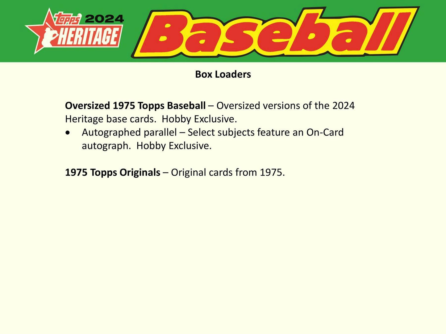 2024 Topps Heritage Baseball, Hobby Box