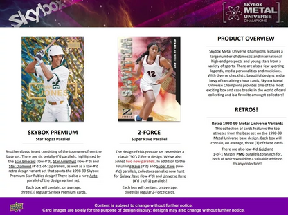 2023 Upper Deck Skybox Metal Universe Champions Hobby Box