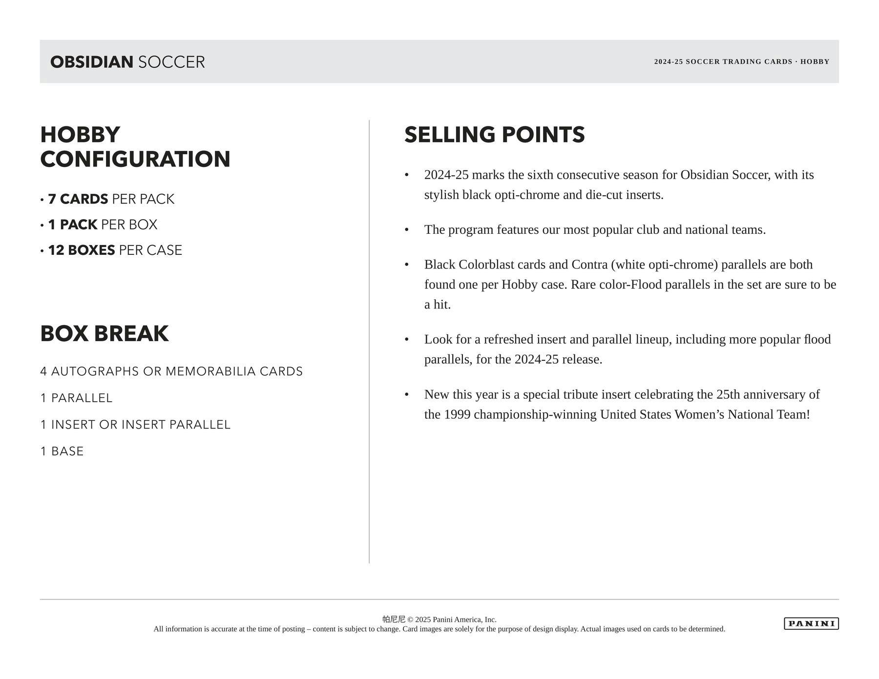 2024-25 Panini Obsidian Soccer Hobby Box