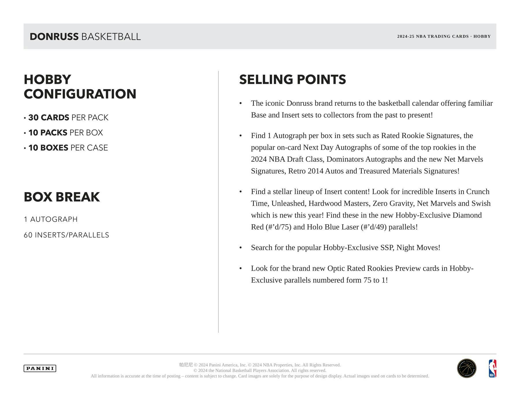 2024-25 Panini Donruss Basketball Hobby Box
