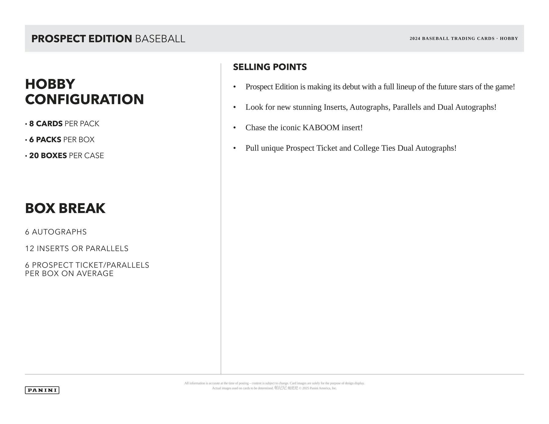 2024 Panini Prospect Edition Baseball Hobby Pack