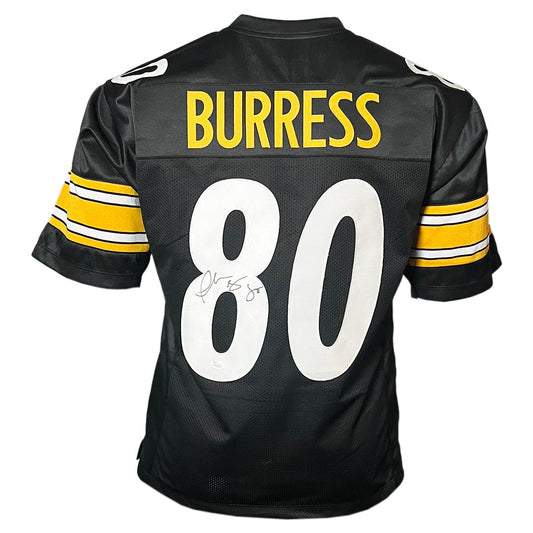 Plaxico Burress (Pittsburgh Steelers #80) autographed custom black jersey w/ PSA COA