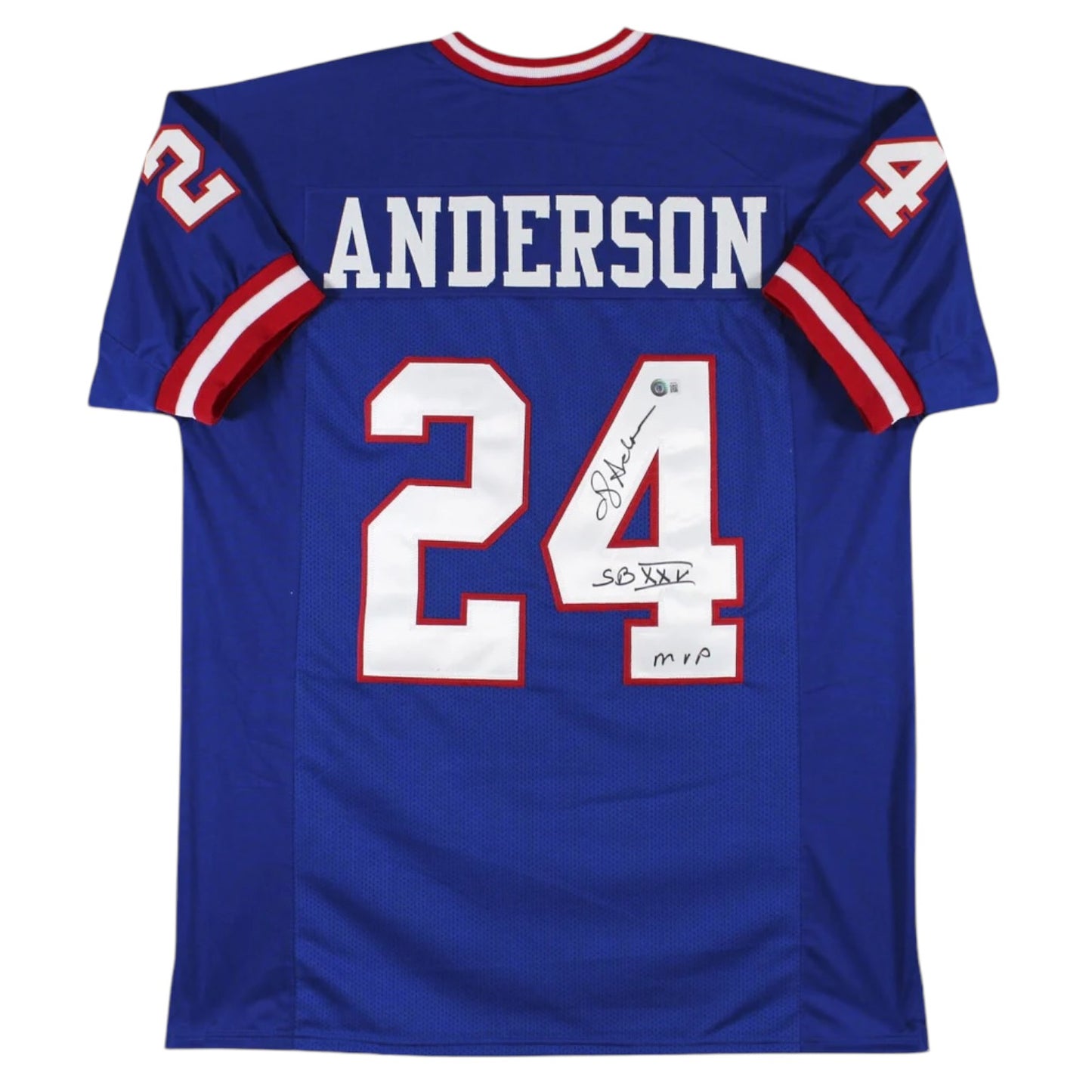 Ottis Anderson (New York Giants #24 SB XXV MVP) autographed custom blue jersey w/ JSA COA