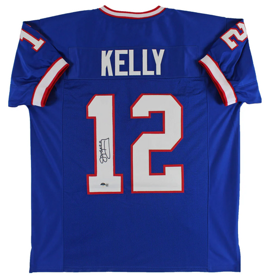 Jim Kelly (Buffalo Bills #12) autographed custom jersey w/ Beckett COA