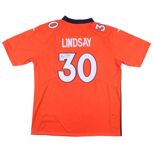 Phillip Lindsay (Denver Broncos #30) autographed custom orange jersey w/ JSA COA