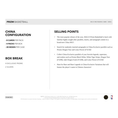 2024-25 Panini Prizm Basketball China Hobby Pack (7/8)