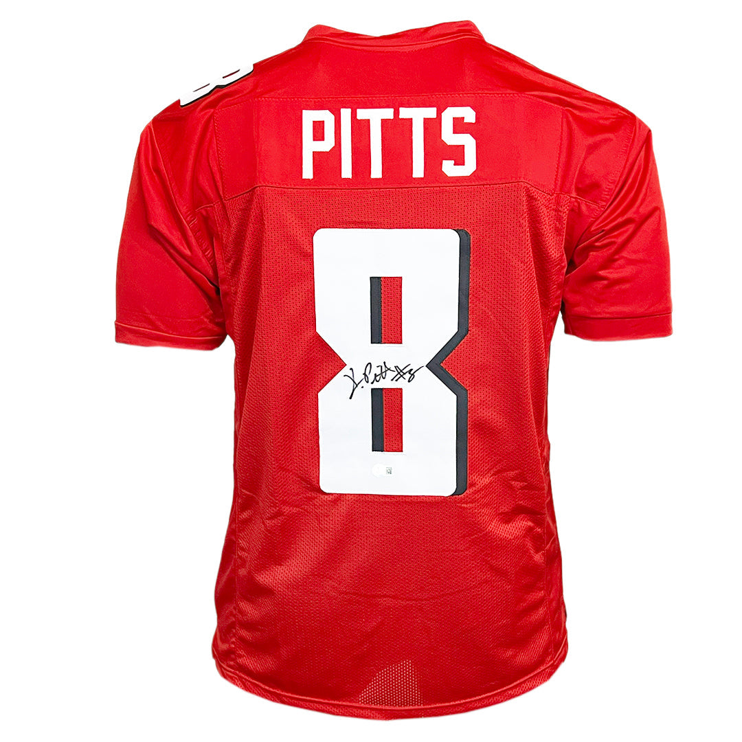 Kyle Pitts (Atlanta Falcons #8) autographed custom red jersey w/ Beckett COA